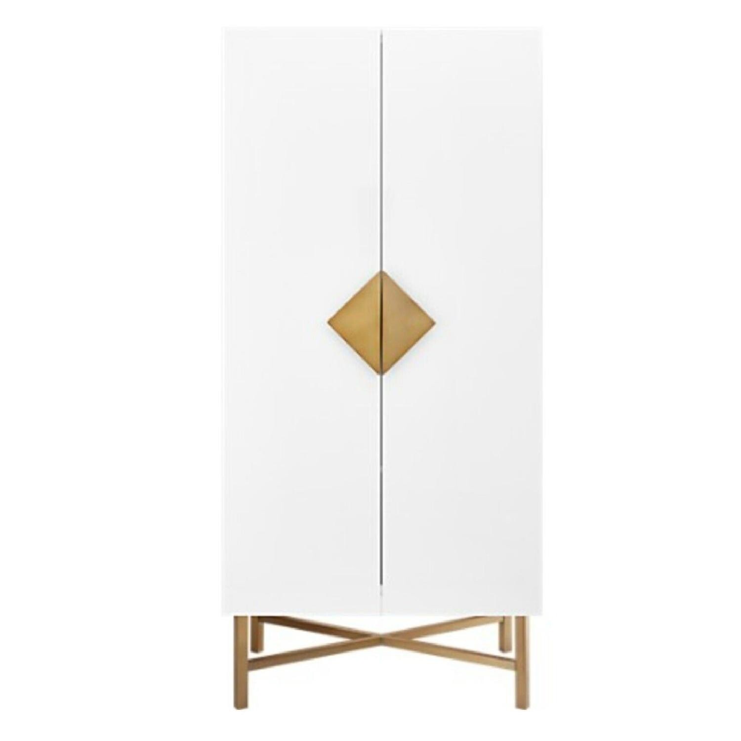 Cb2 crate and barrel Astoria Wardrobe Armoire Gloss white brass eBay