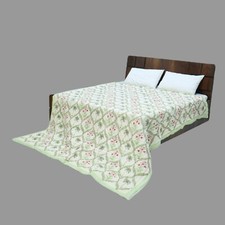 Hand Block Print Jaipuri Razai Reversible Quilt Blanket 100 Cotton Floral Indian