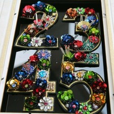 1PC Sew On Number 0-9 Patches Sequin Beads Flowers Decor Applique Motif Handmade