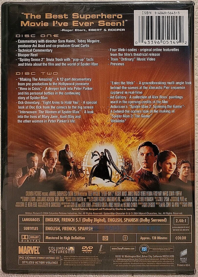 Spider-Man 2 (DVD, 2004 Special Ed) Tobey Maguire, Kirsten Dunst - New, Sealed! - Image 2 of 2