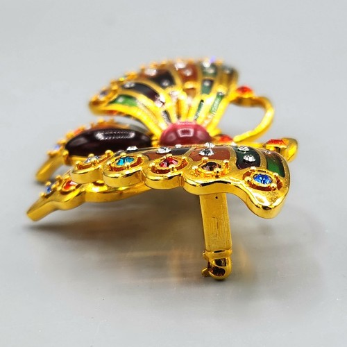 Broche figurativo mariposa diamantes de imitación esmalte Plique-a-Jour de Joan Rivers - Imagen 4 de 13