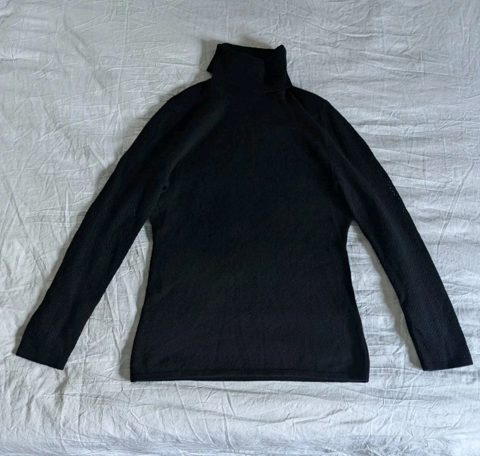 Suéter Neiman Marcus Negro Cuello Alto Para Mujer Talla Med 100% Cachemira Minimalista Foto 2 de 4
