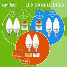 E14 LED 5W/7W/8W Candle Bulb  Warm White or Cool White Non-Dimmable Lights GMEC