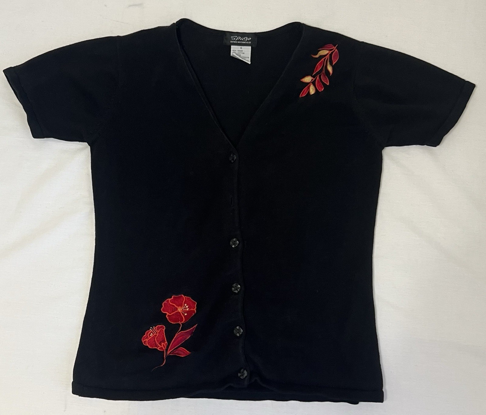 🖤 Spago Before Anything Else Button-Down Knit To… - image 1