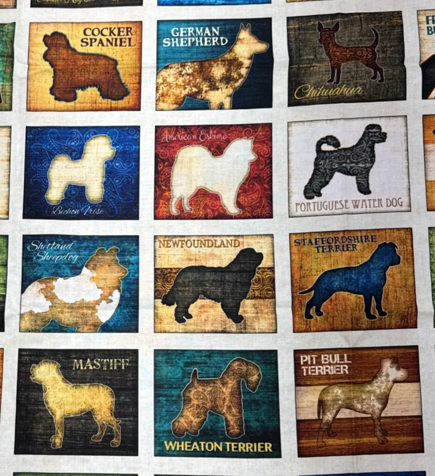 2018 Must Love Dogs Dan Morris for QT Fabric Dog Squares Cotton Fabric   1Y #31 - Image 2 of 4