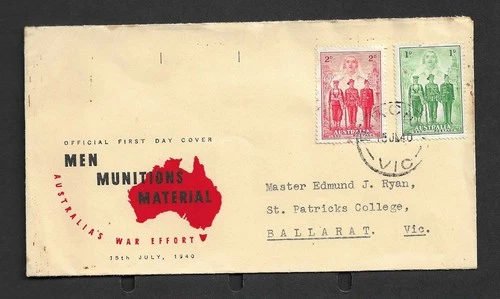 Australia 1940 AIF 1d & 2d on Illustrated FDC addressed