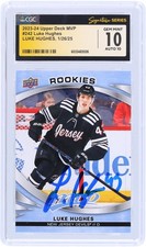 Luke Hughes New Jersey Devils Signed 2023-24 Upper Deck MVP #242 CGC 10/10 Card