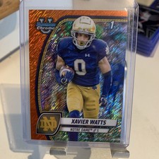 TOPPS BOWMAN CHROME U 2024-25 XAVIER WATTS NOTRE DAME SHIMMER ORANGE 20/25