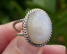 Vintage Sterling Silver Moonstone Ring - Size 6.5