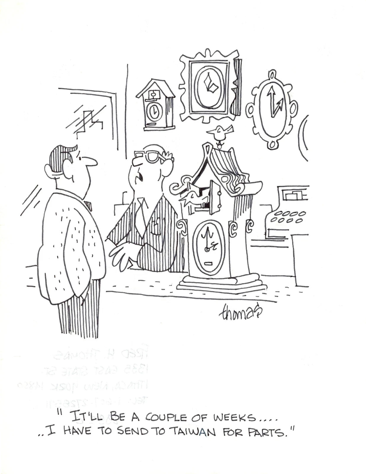 Fred Thomas Signed Original Gag Panel Original Comic Art Cartoon 40