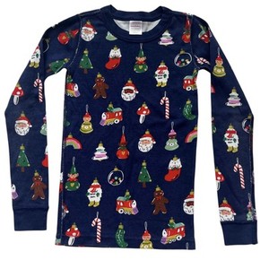 Hanna Andersson Kid Sz 10 140cm Pajama Top Christmas Holiday Organic Cotton Blue