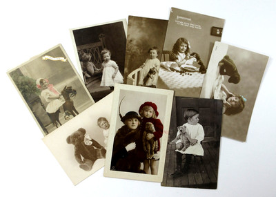 Antique Teddy Bear Children Photo Postcard Lot (9) Toys Monkey RPPC 1910-20s