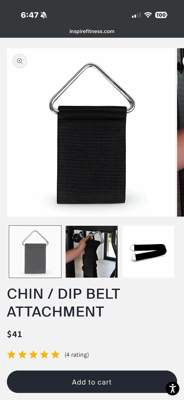 Inspire fitness cable attachment chin dip pull up assist band