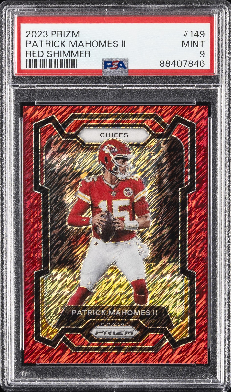 2023 PANINI PRIZM RED SHIMMER #149 PATRICK MAHOMES II 14/35 PSA 9