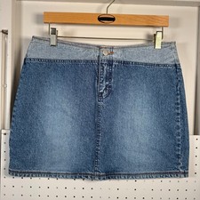 Vintage Unionbay Mini Skirt Womens Two-Tone Denim Zip Fly Preppy Classic Y2K - 9