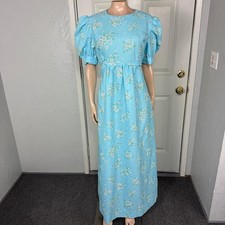 Vintage 70s Women's Dress Maxi Bridesmaid Floral Praire Maxi Long Polyester CC18