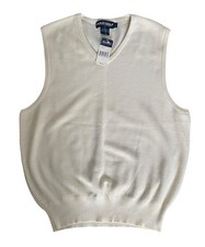 Vtg Polo Golf Ralph Lauren V-neck Knit Sweater Vest Ivory Cotton Size Large