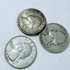 WASHINGTON SILVER QUARTERS LOT OF 3. 90% SILVER CIRCULATED COINS FREE SHIP #8823