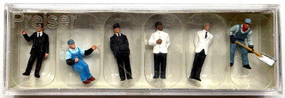 HO PREISER 10452 RAILROAD STEAM PASSENGER TRAIN PERSONNEL 6 PACK