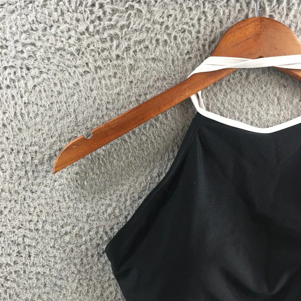 Traje de baño Nautica de una pieza halter para mujer M negro a rayas correa ajustable NUEVO Foto 4 de 4