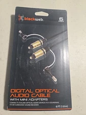 BLACKWEB 6 Foot Digital Optical  Audio Cable With Mini Adapter 