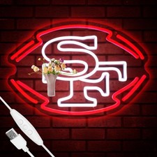 Football Team Neon Sign, Cool Dimmable Light Up Football Team Logo Hanging US...