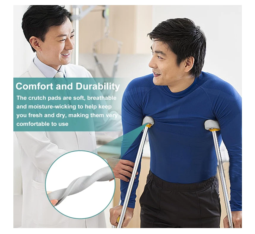 Kit de repuesto de 6 almohadillas de muleta con empuñaduras y puntas para muletas estándar Foto 4 de 4