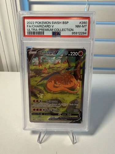 CHARIZARD V 2022 POKEMON BLACK STAR PROMO ULTRA PREMIUM #SWSH260 PSA 8 NM-MT