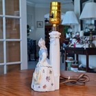 Vintage Dresden Porcelain Desk Lamp Colonial Lady Floral Dress 1950s Germany — photo 3