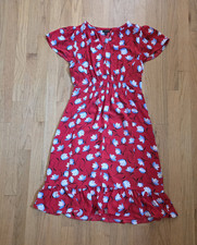 Talbots Dress Floral Red Short Sleeve Knee Length 6