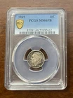 1949 Silver Dime  PCGS MS66FB w/ Blue Toning $215 Value