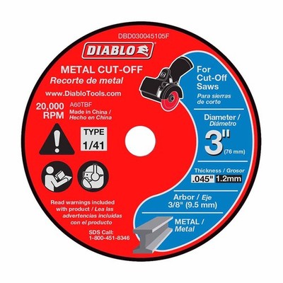 Diablo DBD030045105F 3in Metal Cut-Off Disc Thin Kerf Type 1 5-Pack