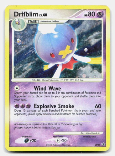 Drifblim DP34 Holo Promo Diamond and Pearl Promos Pokemon LP SWIRL