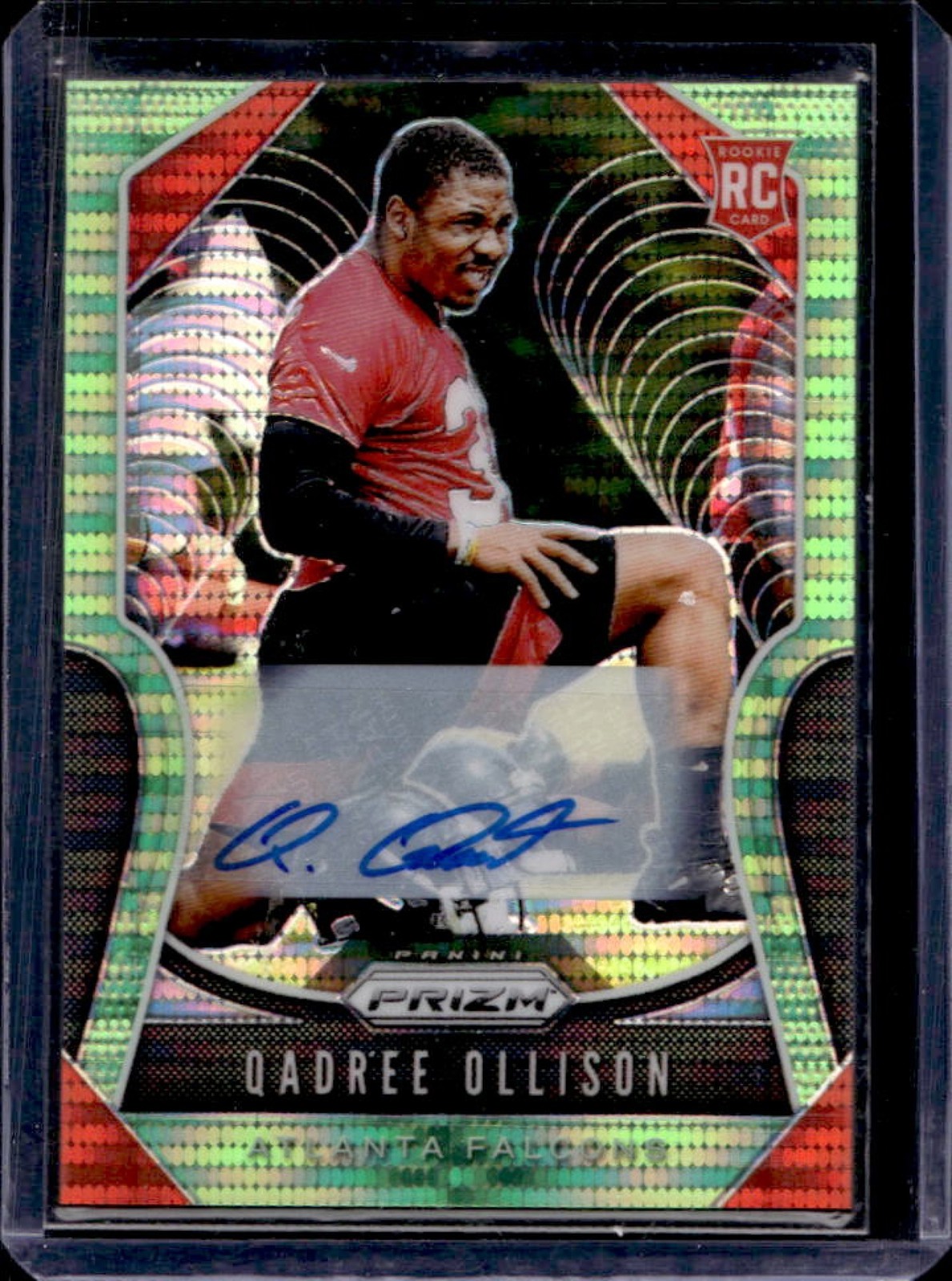 Qadree Ollison Panini Prizm #375 Autograph-Neon Green Pulsar