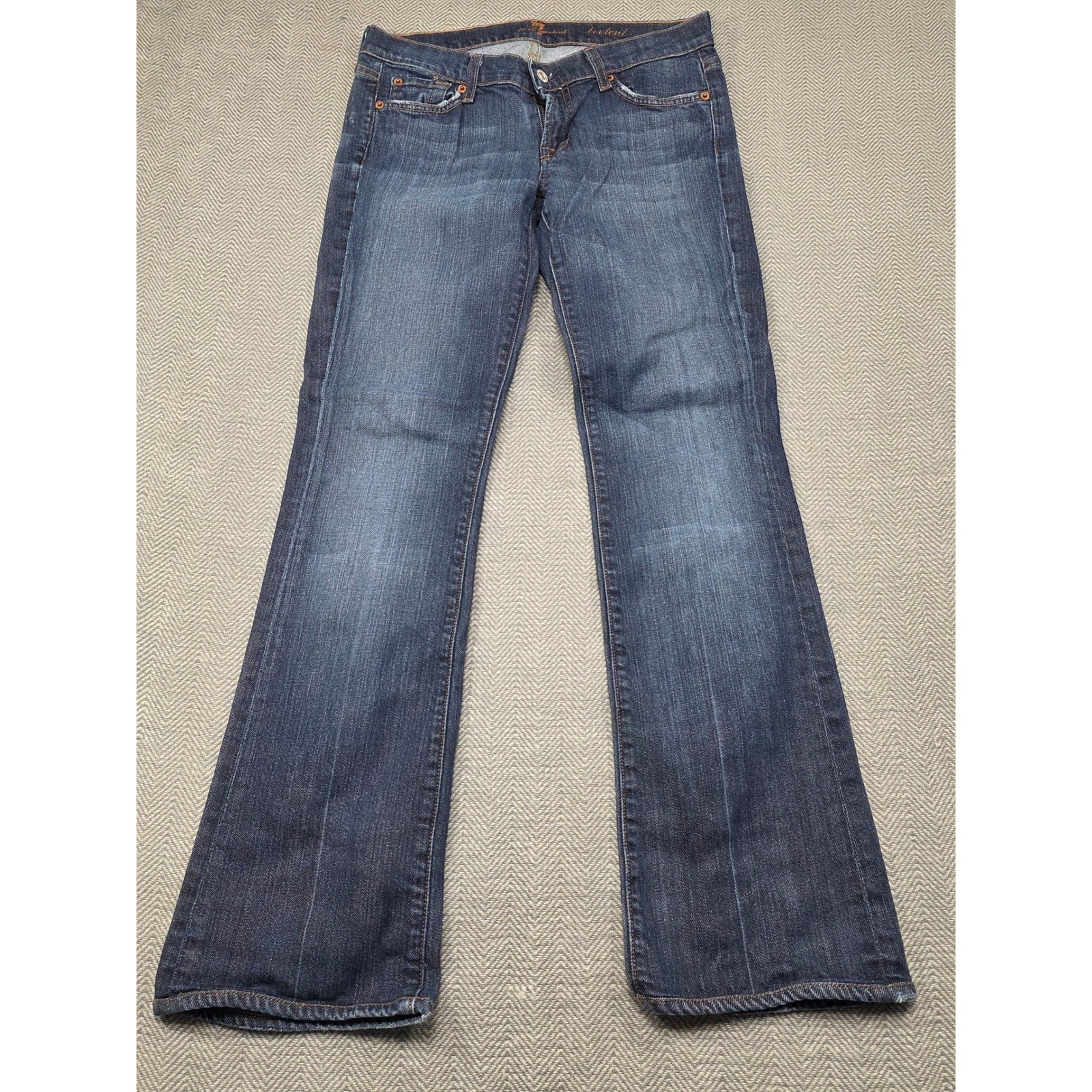 7 For All Mankind Bootcut Jeans Womens 28 Dark Wash Blue Low Rise Stretch USA