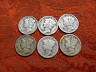 90% Silver Coin Lot of 6 Mercury Dimes 60c Face Value Silver - No Reserve
