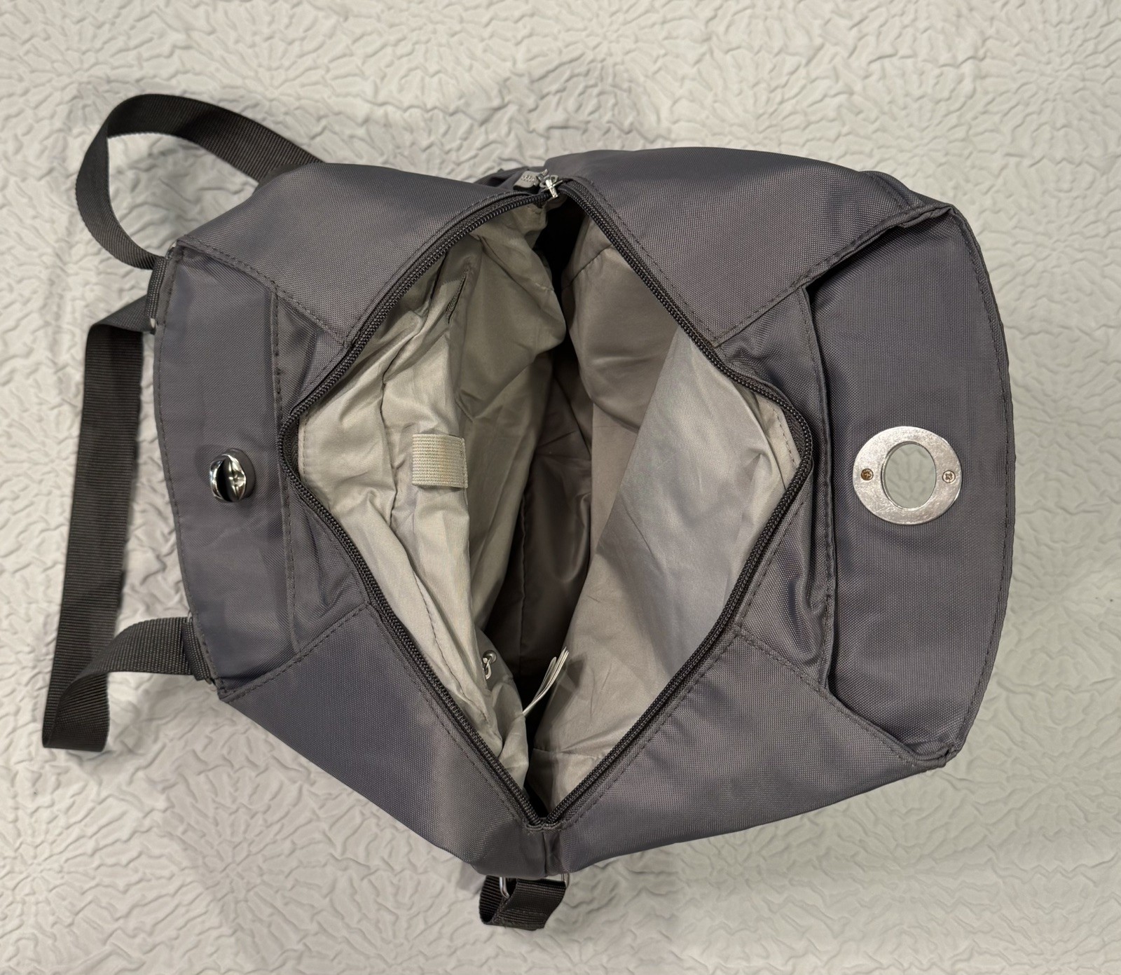 Baggallini Backpack Gray Convertible Strap Carry … - image 5