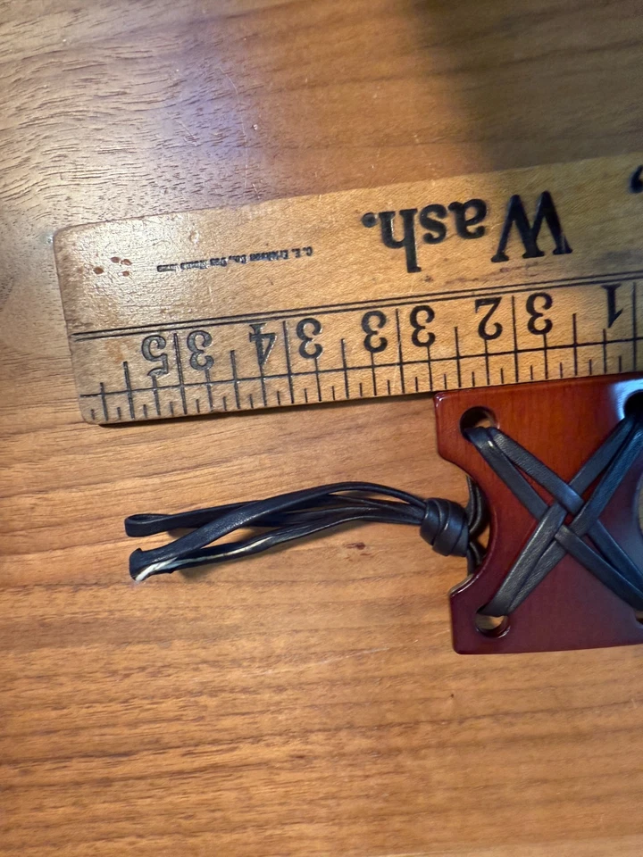 Cinturón de celosía de madera y cuero moderno Mid-Century ajustable boho vintage Foto 4 de 4