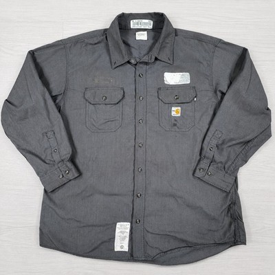 Carhartt Mens Work Shirt FR Flame Resistant Gray 2XL Button Up CAT 2 NFPA 2112