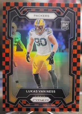 2023 Panini Prizm Lukas Van Ness Black & Red Checker Prizm RC SSP Ultra Rare  