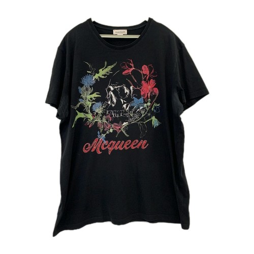Alexander McQueen Floral Skull Graphic T-Shirt Black XL Made Italy Authentic#223