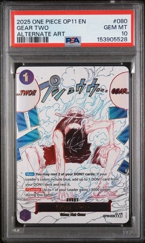 PSA 10 One Piece ENGLISH Luffy Gear Two Event Manga (Alternate Art) OP11-080