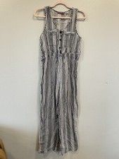 Urban Renewal Jumpsuit Womens M Blue Striped Cropped Urban Outfitters USA Made