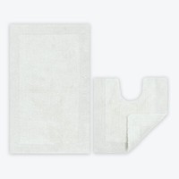 Reversible 2 Piece Bath and Pedestal Mat Set 2200gsm Luxury Thickness Super Soft