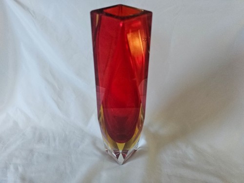 LARGE Italian Murano Sommerso red and amber tri-colour vase - Picture 6 of 23