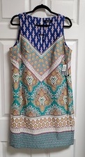 Nine West Dress Print Vneck Sleeveless Multicolor NWT