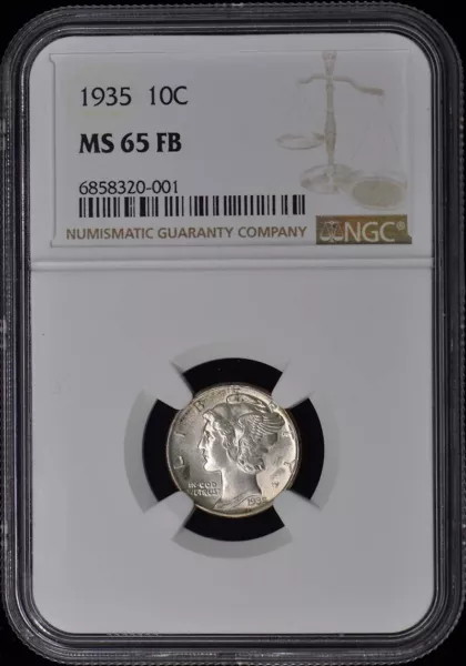 1935 Mercury Dime 10C NGC MS65FB