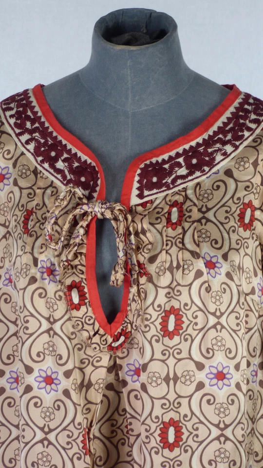 Vestido Odd Molly Bohemio Seda Fluido Túnica Bufanda Estampado Floral Manga Larga Reino Unido 10 Foto 4 de 4