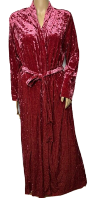 Womens Crushed Velvet Red Long Sleeve True Wrap Maxi Dress Size M | eBay