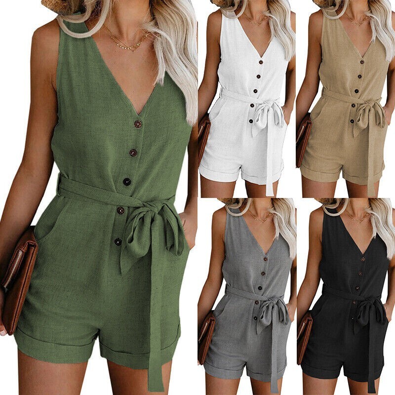 Womens Playsuit Romper Ladies Holiday Jumpsuit Short Summer Beach